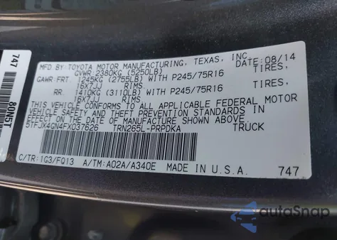 2015 Toyota Tacoma Prerunner из США, поврежденный, VIN 5TFJX4GN4FX037626